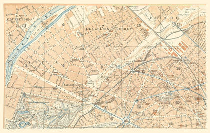 Picture of COURBEVOIE CLICHY PARIS FRANCE - BAEDEKER 1911