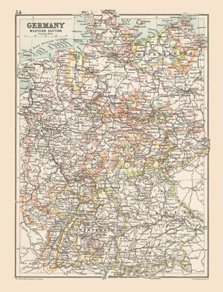 Picture of WESTERN GERMANY - BARTHOLOMEW 1892
