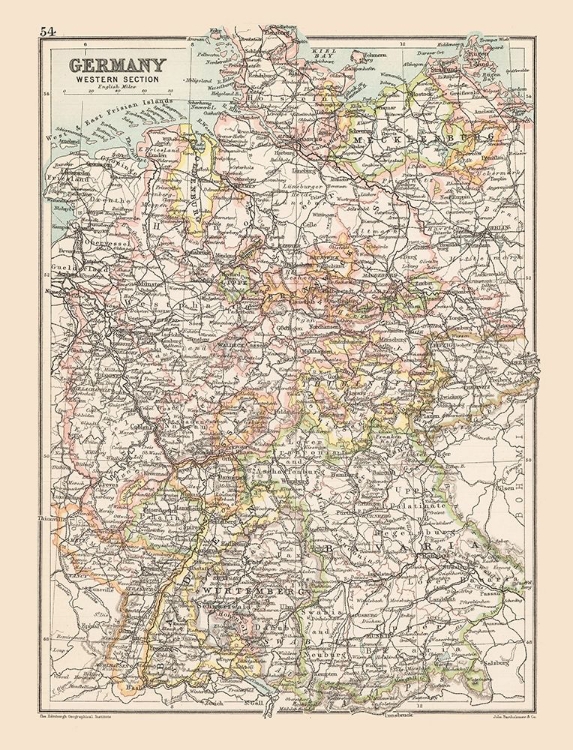 Picture of WESTERN GERMANY - BARTHOLOMEW 1892