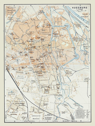 Picture of AUGSBURG GERMANY - BAEDEKER 1914