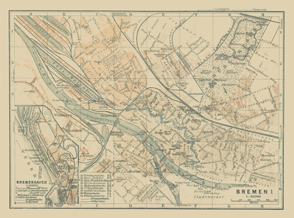 Picture of BREMEN BREMERHAVEN GERMANY - BAEDEKER 1914