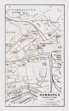 Picture of HAMBURG INNER CITY GERMANY - BAEDEKER 1914