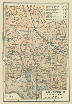 Picture of HANNOVER INNER CITY GERMANY - BAEDEKER 1914