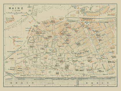 Picture of MAINZ GERMANY - BAEDEKER 1914