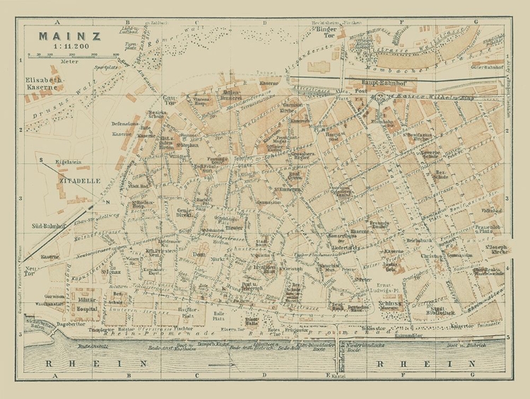 Picture of MAINZ GERMANY - BAEDEKER 1914