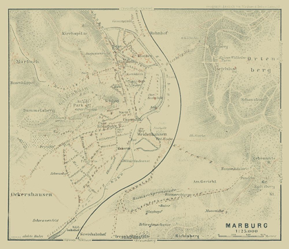 Picture of MARBURG GERMANY - BAEDEKER 1914