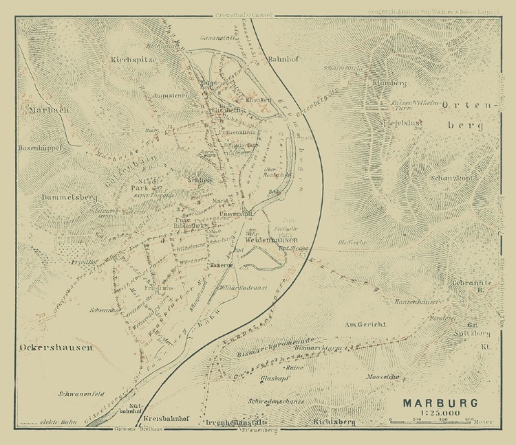 Picture of MARBURG GERMANY - BAEDEKER 1914