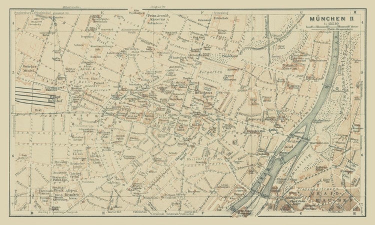 Picture of CENTRAL MUNCHEN GERMANY  - BAEDEKER 1914