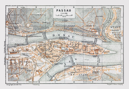 Picture of PASSAU GERMANY - BAEDEKER 1914