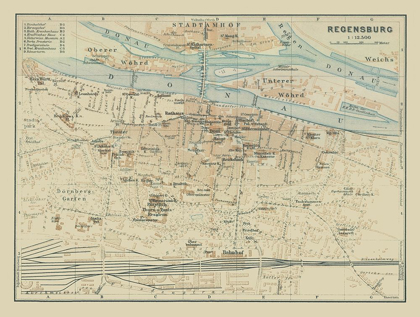 Picture of REGENSBURG GERMANY - BAEDEKER 1914