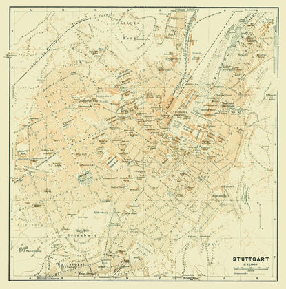 Picture of STUTTGART GERMANY - BAEDEKER 1914