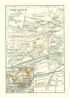 Picture of TUBINGEN GERMANY - BAEDEKER 1914