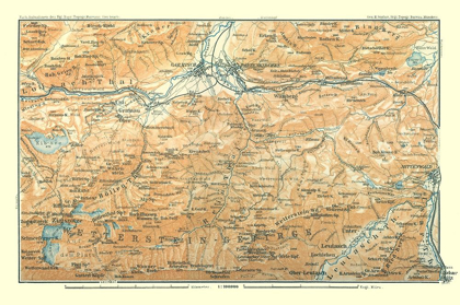 Picture of WETTERSTEIN MOUNTAINS GERMANY - BAEDEKER 1914