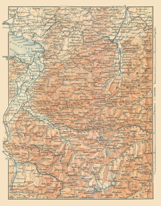 Picture of LAKE CONSTANCE REGION GERMANY - BAEDEKER 1896