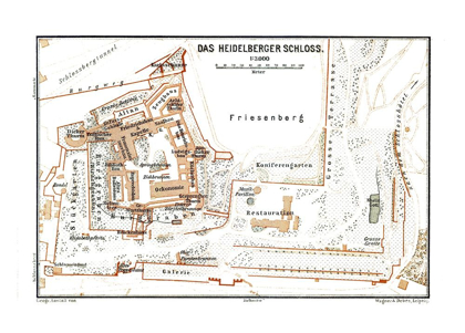 Picture of HEIDELBERG CASTLE GERMANY - BAEDEKER 1896