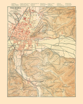 Picture of FREIBURG GERMANY - BAEDEKER 1896