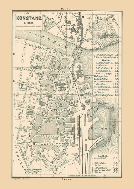 Picture of KONSTANZ GERMANY - BAEDEKER 1896