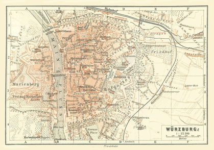 Picture of WURZBURG GERMANY - BAEDEKER 1896