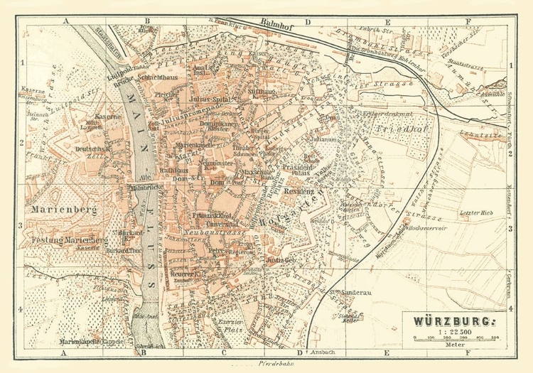 Picture of WURZBURG GERMANY - BAEDEKER 1896