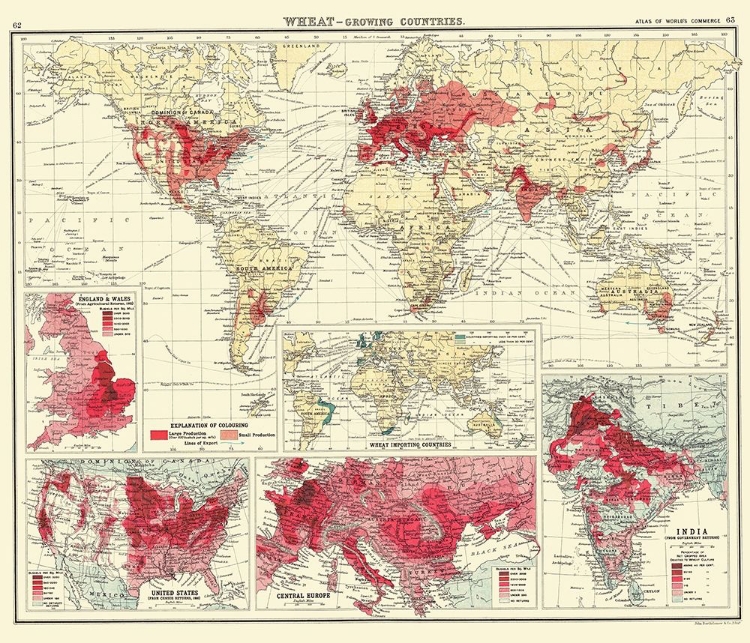 Picture of GLOBAL WHEAT GROWING COUNTRIES - BARTHOLOMEW 1907