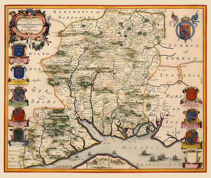 Picture of HAMPSHIRE COUNTY ENGLAND - BLAEU 1646
