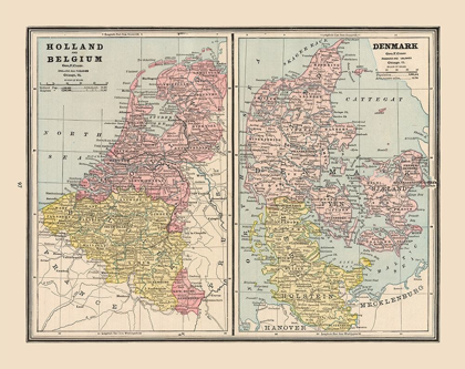 Picture of EUROPE HOLLAND BELGIUM DENMARK - CRAM 1888