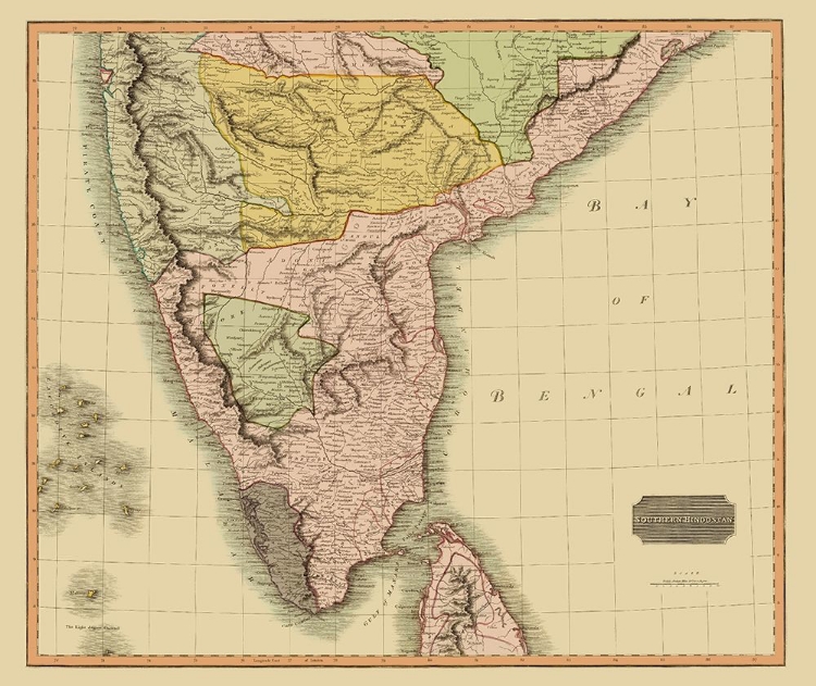 Picture of SOUTHERN HINDOSTAN BRITISH INDIA - THOMSON 1816