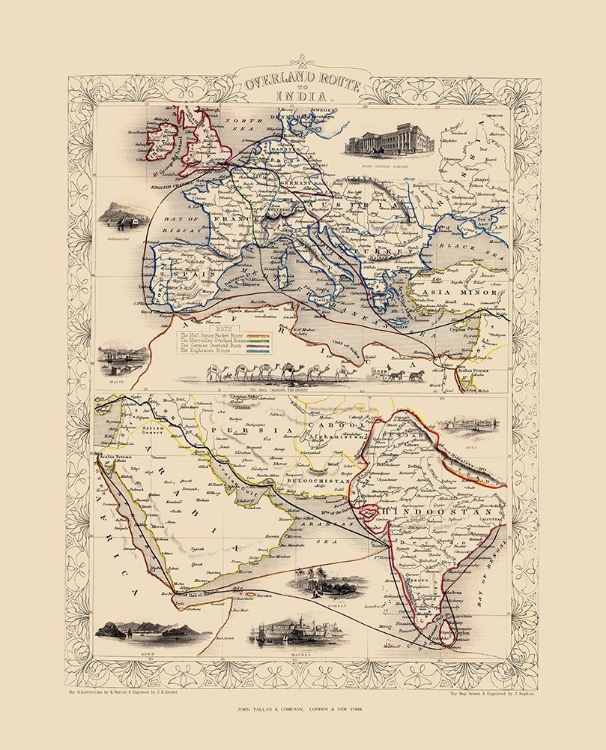 Picture of OVERLAND ROUTE TO INDIA - TALLIS 1851