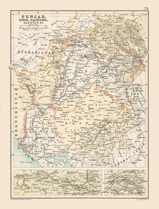 Picture of NORTHWEST INDIA PAKISTAN - BARTHOLOMEW 1892