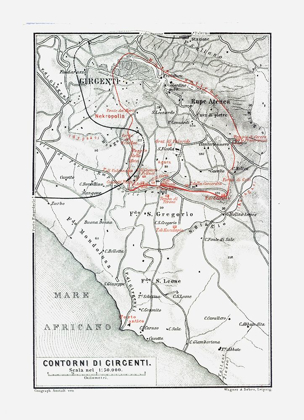 Picture of GIRGENTI ITALY - BAEDEKER 1880