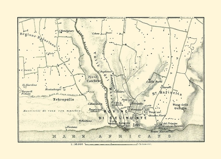 Picture of RUINS OF SELINUNTE ITALY - BAEDEKER 1880