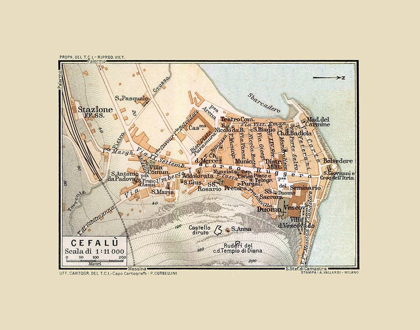 Picture of CEFALU SICILY ITALY - BAEDEKER 1880