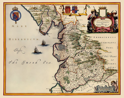 Picture of LANCASHIRE COUNTY ENGLAND - BLAEU 1645