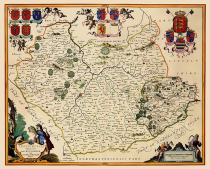 Picture of LEICESTERSHIRE COUNTY ENGLAND - BLAEU 1646