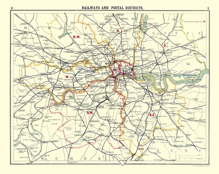 Picture of RAILWAYS POSTAL DISTRICTS LONDON UK