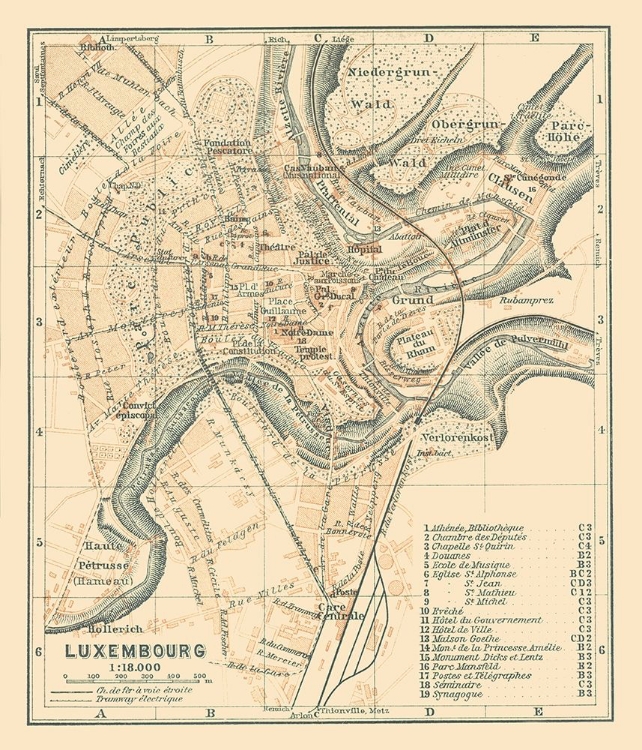 Picture of EUROPE LUXEMBOURG CITY LUXEMBOURG - BAEDEKER 1910