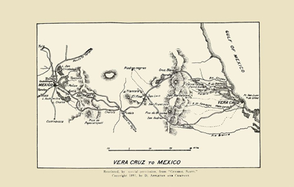 Picture of VERA CRUZ TO MEXICO CITY WAR MAP 1893