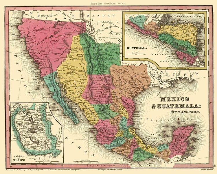 Picture of NORTH AMERICA MEXICO GUATEMALA - TANNER 1834