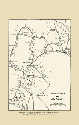 Picture of MONTEREY AND SALTILLO MAP FROM GEN.TAYLOR 1892