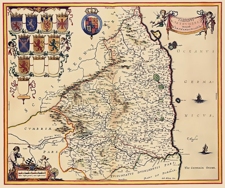 Picture of NORTHUMBERLAND COUNTY ENGLAND - BLAEU 1645