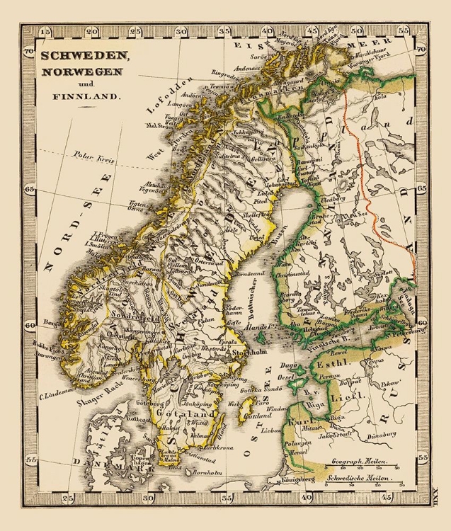 Picture of SCANDINAVIA NORWAY SWEDEN FINLAND - STIELER 1852