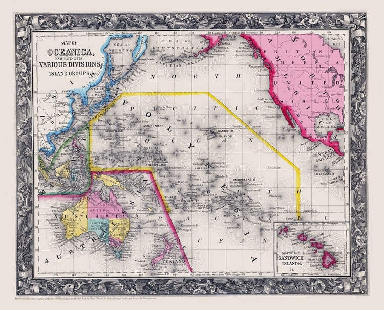 Picture of OCEANIA DIVISIONS ISLAND GROUPS - MITCHELL 1860