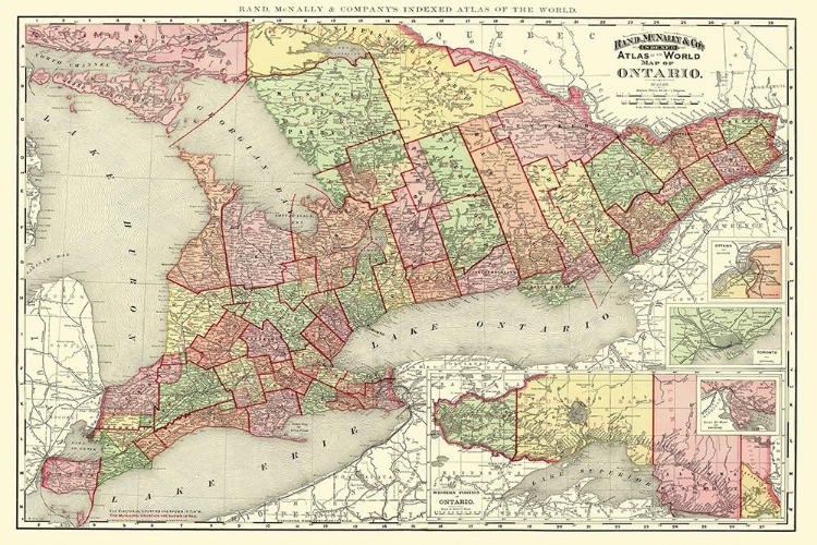 Picture of ONTARIO CANADA - RAND MCNALLY 1892