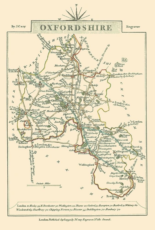 Picture of OXFORDSHIRE COUNTY ENGLAND - CARY 1792