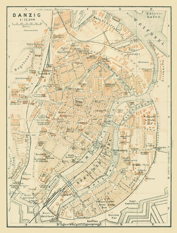 Picture of EUROPE DANZIG GDANSK POLAND - BAEDEKER 1914