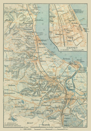 Picture of EUROPE SOPOT POLAND - BAEDEKER 1914