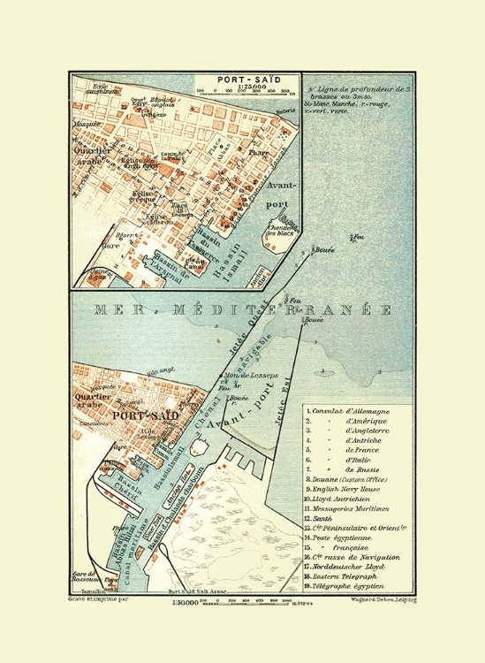 Picture of PORT SAID EGYPT - BAEDEKER 1913