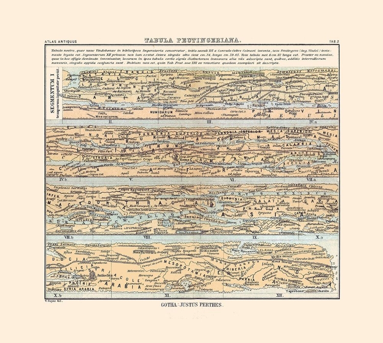 Picture of EUROPE ROMAN EMPIRE PEUTINGER TABLE - PERTHES 1896