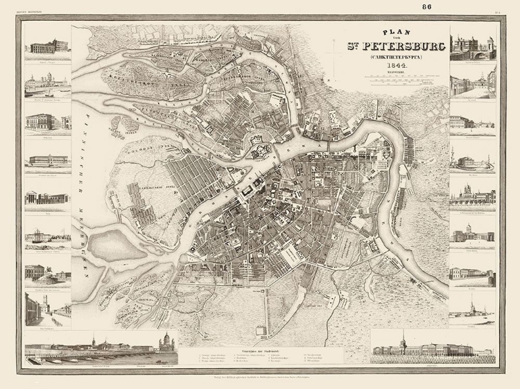 Picture of SAINT PETERSBURG PLAN RUSSIA - MEYER 1844