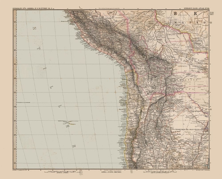 Picture of ANDES REGION SOUTH AMERICA - STIELER 1885